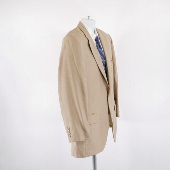 Jos A Bank Wool Silk Ramie Woven Wool Tan 2 Button Blazer 40R Tagged 41R - Picture 7 of 13